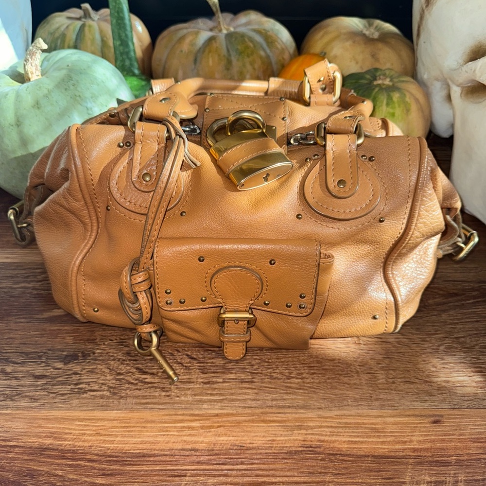 Vintage camel tan Chloe Paddington bag satchel  large excellent condition